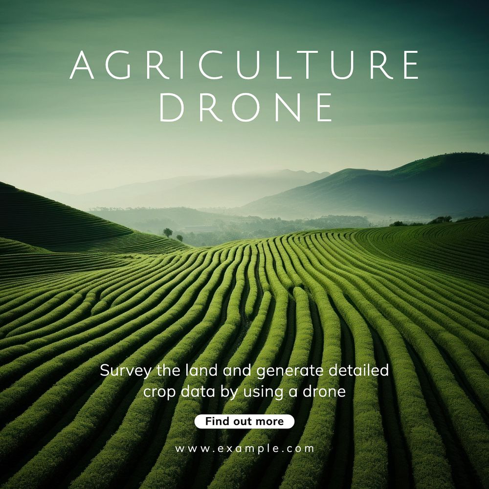 Agriculture drone Instagram post template, editable text