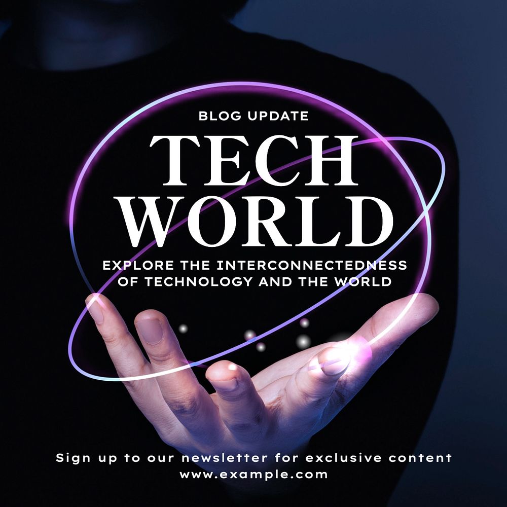 Tech world  Instagram post template, editable text