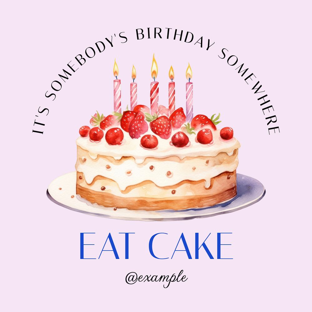 Eat cake Instagram post template, editable text