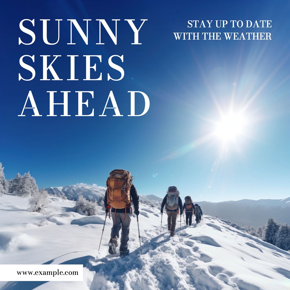 Sunny skies ahead Instagram post template, editable text