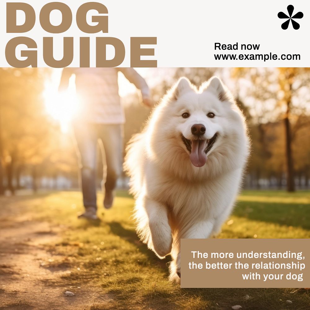 Dog guide Instagram post template, editable text