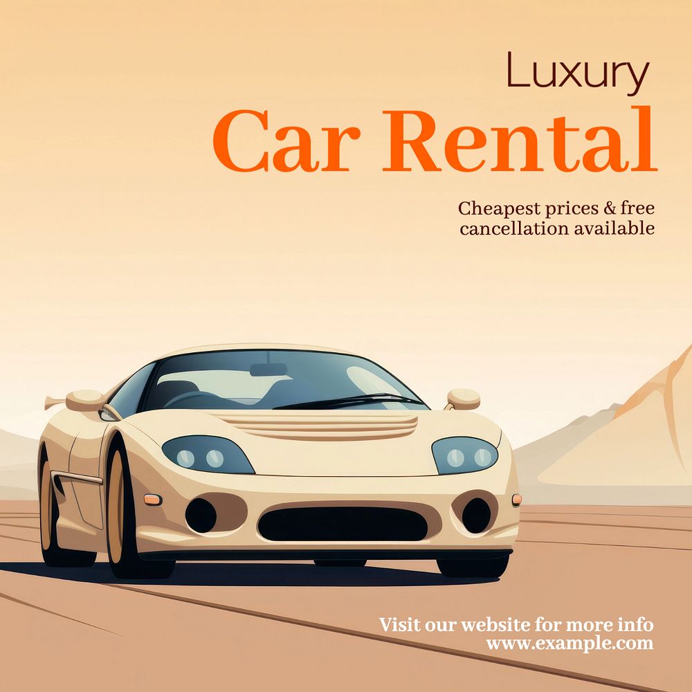 Luxury car rental Instagram post template, editable text