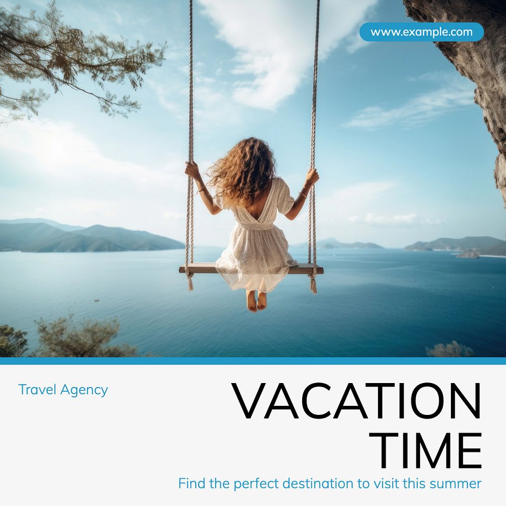 Vacation time Instagram post template, editable text