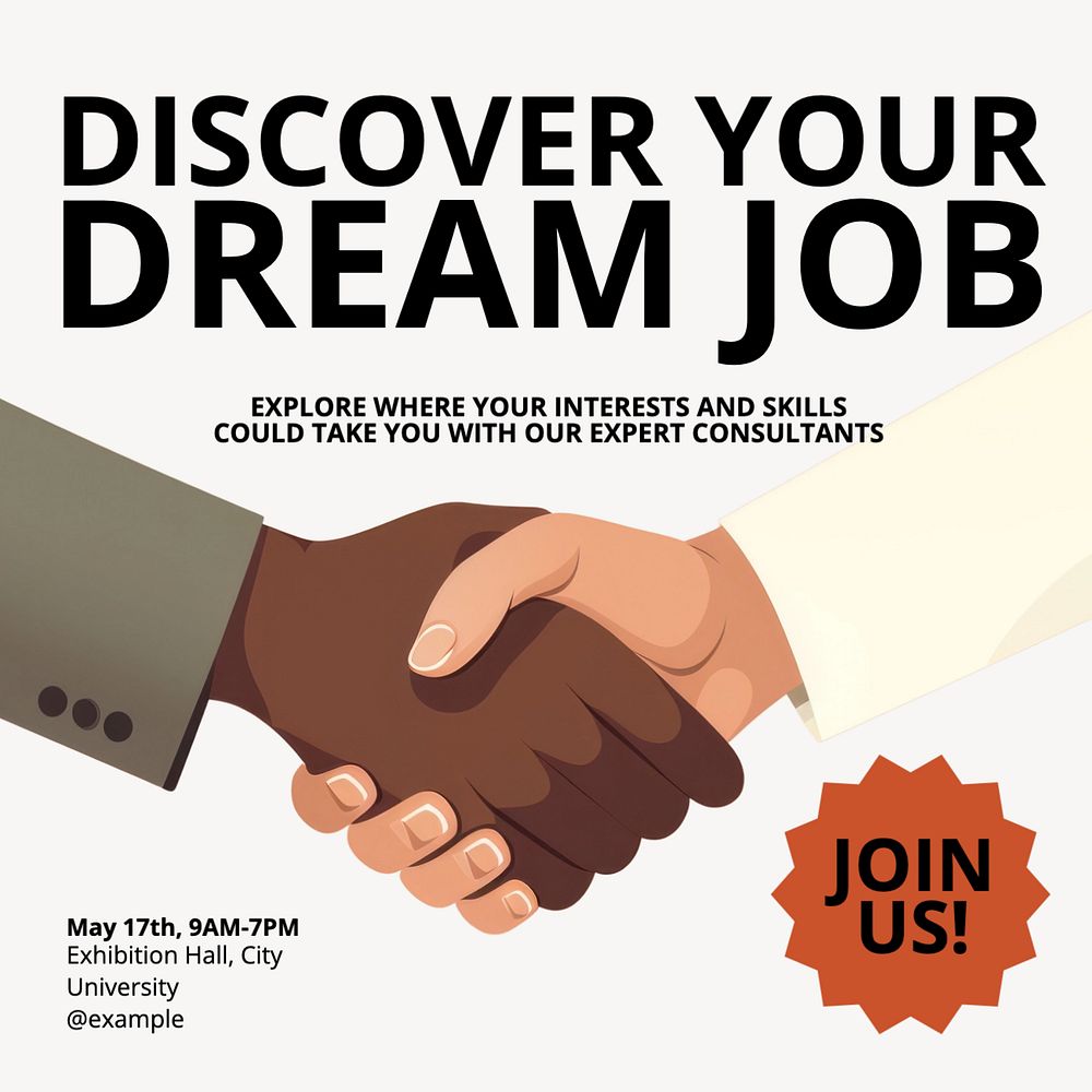 Dream job Instagram post template, editable text