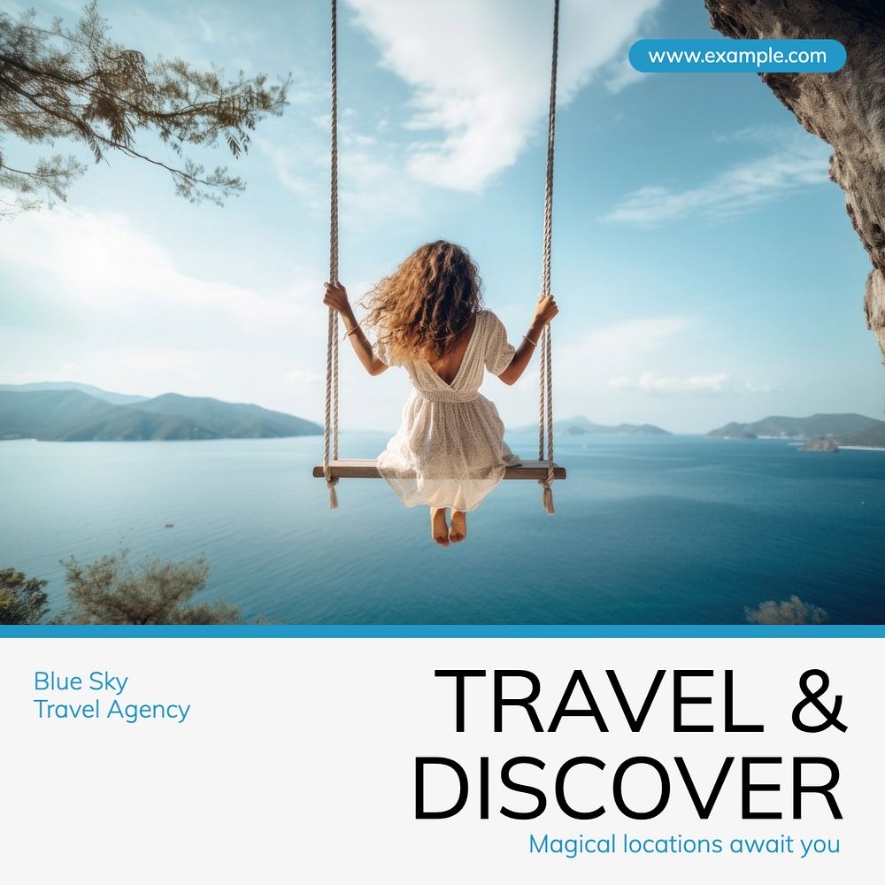 Travel & discover Instagram post template, editable text