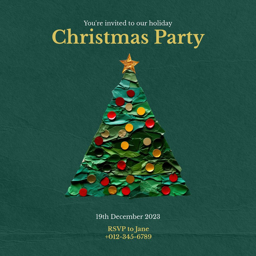 Christmas party Instagram post template, editable text