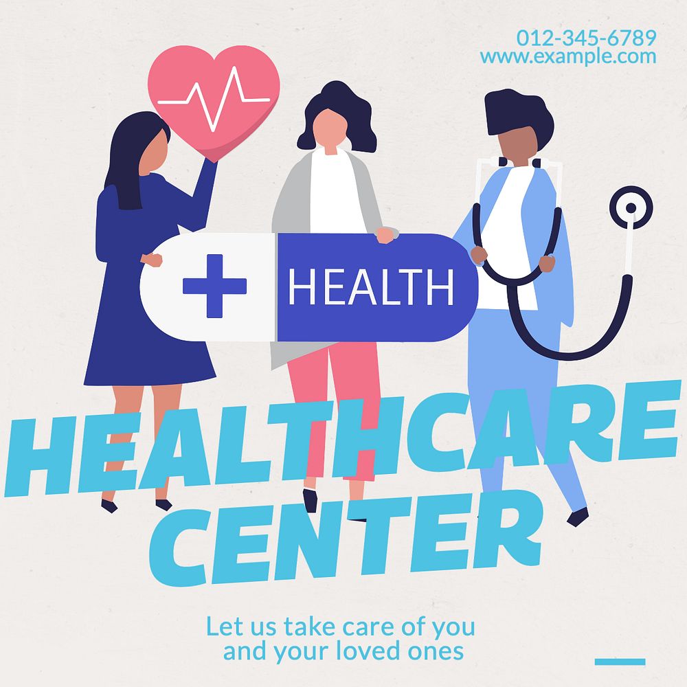 Healthcare center Instagram post template, editable text