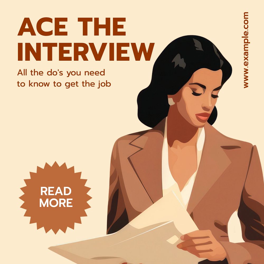 Interview tips Instagram post template, editable text