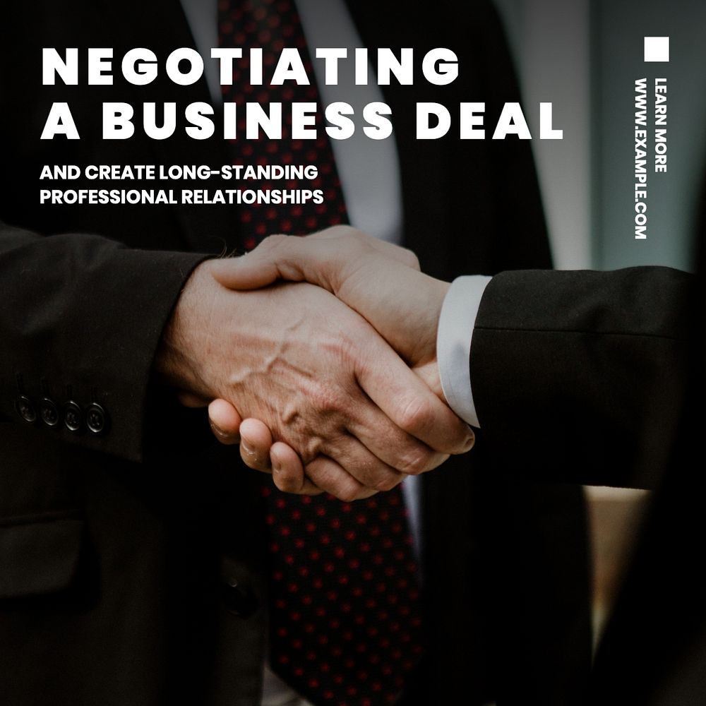 Negotiation business deal  Instagram post template, editable text