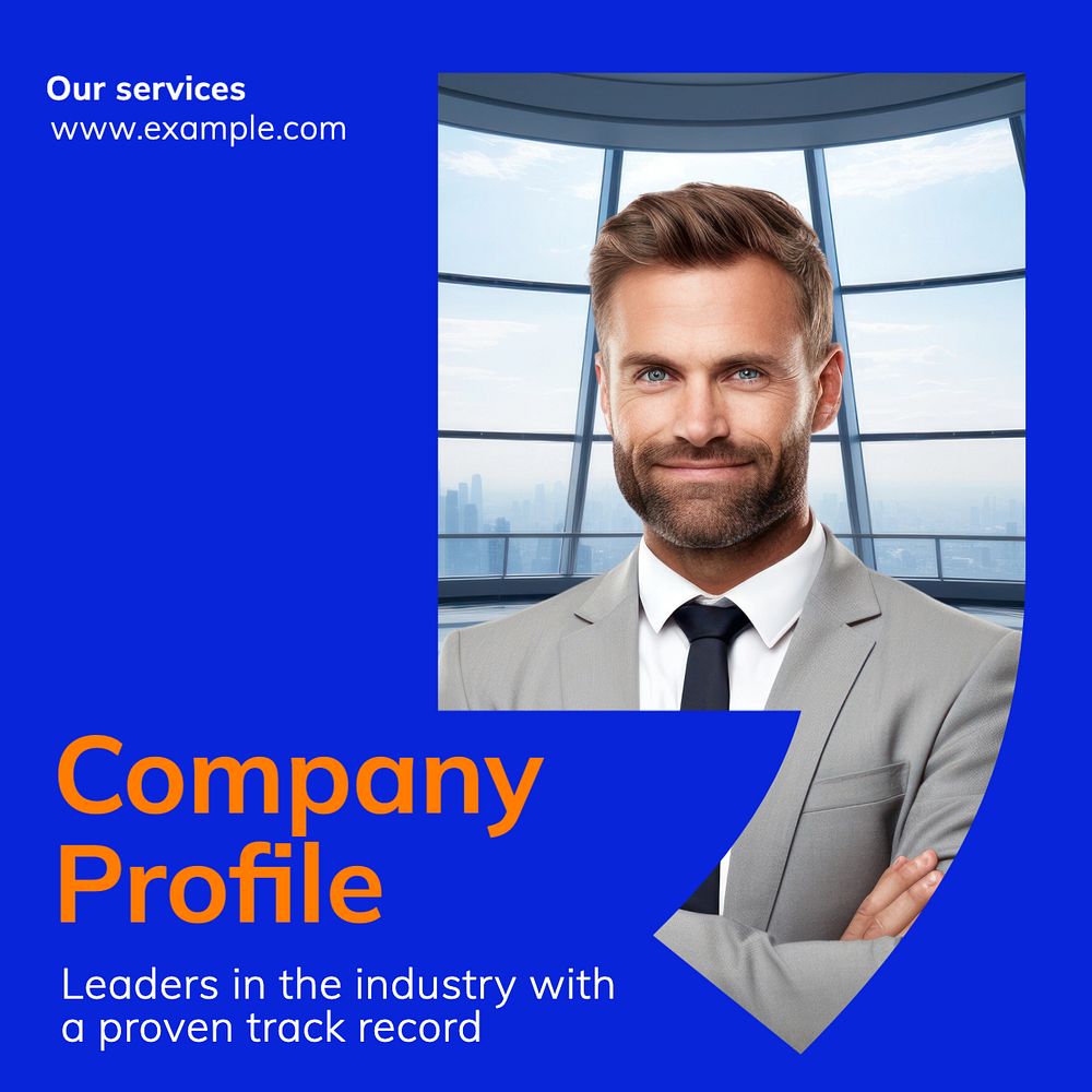 Company profile Instagram post template, editable text