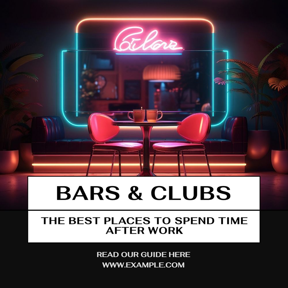 Bar & club Instagram post template, editable text