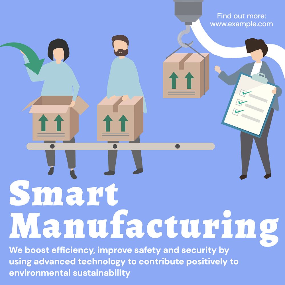 Smart manufacturing Instagram post template, editable text