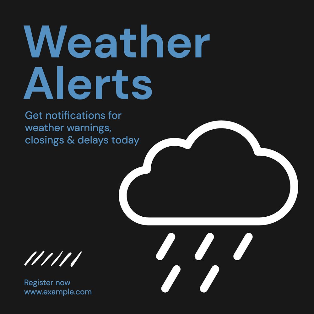 Weather alerts Instagram post template, editable text