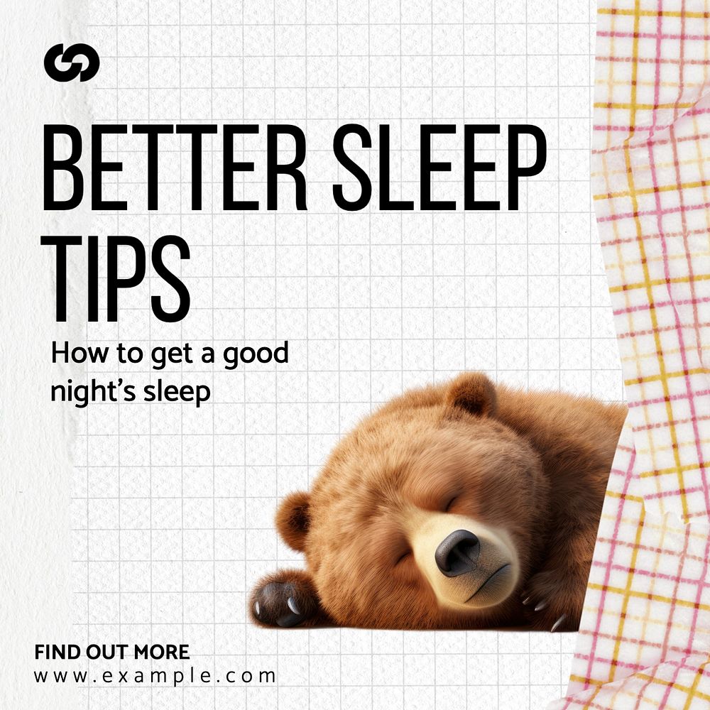 Better sleep tips Instagram post template, editable text