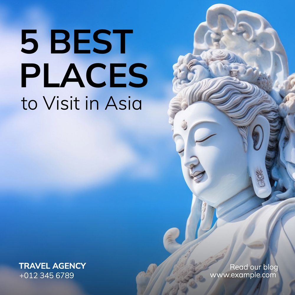 Travel Asia Instagram post template, editable text