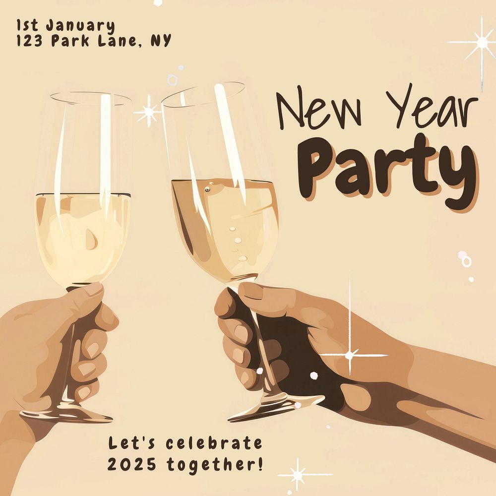 New year party Instagram post template, editable text