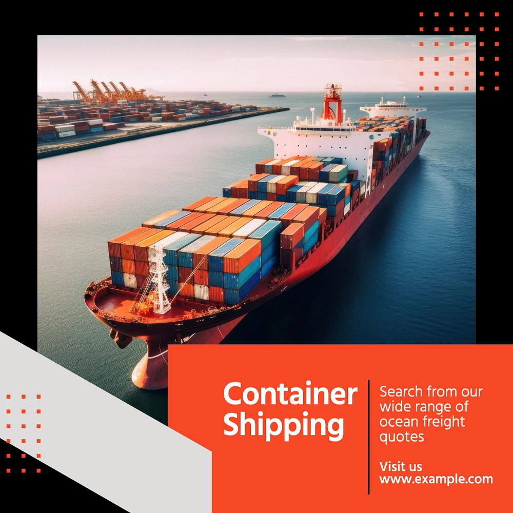 Container shipping Instagram post template, editable text