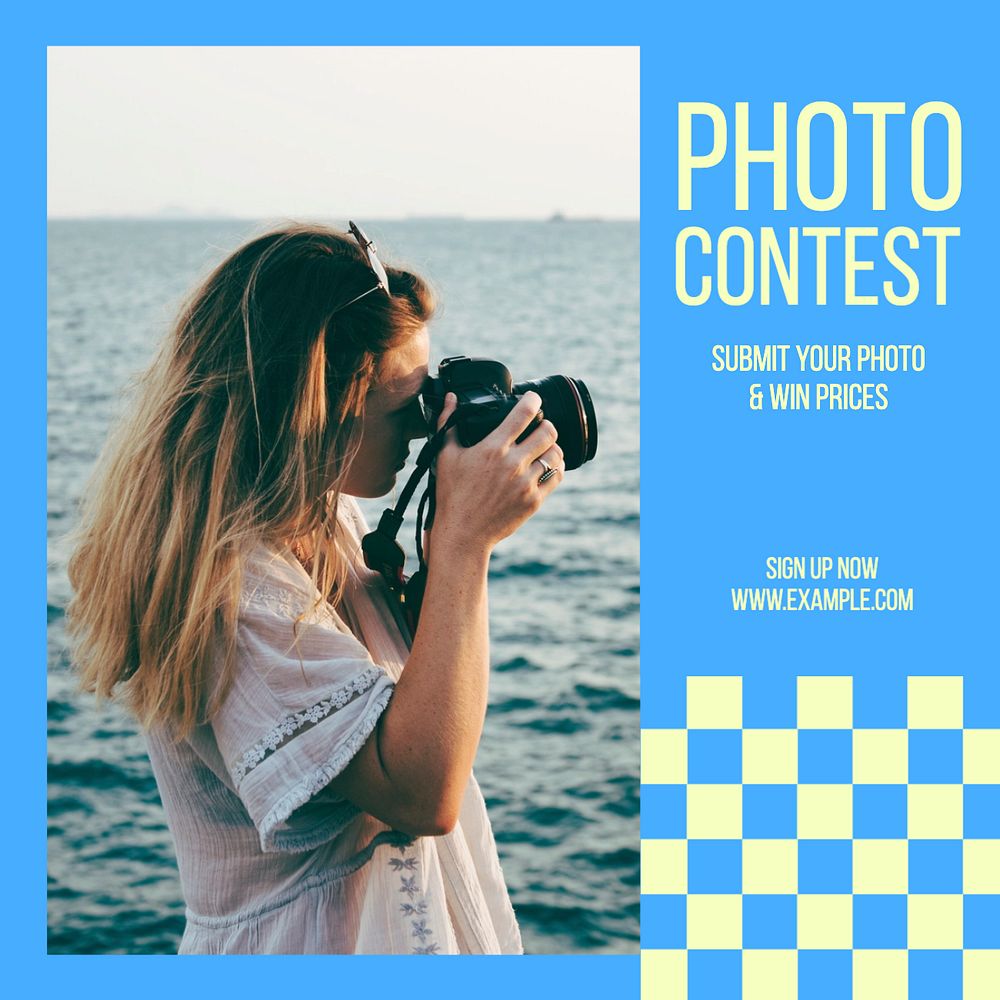 Photo contest Instagram post template, editable text