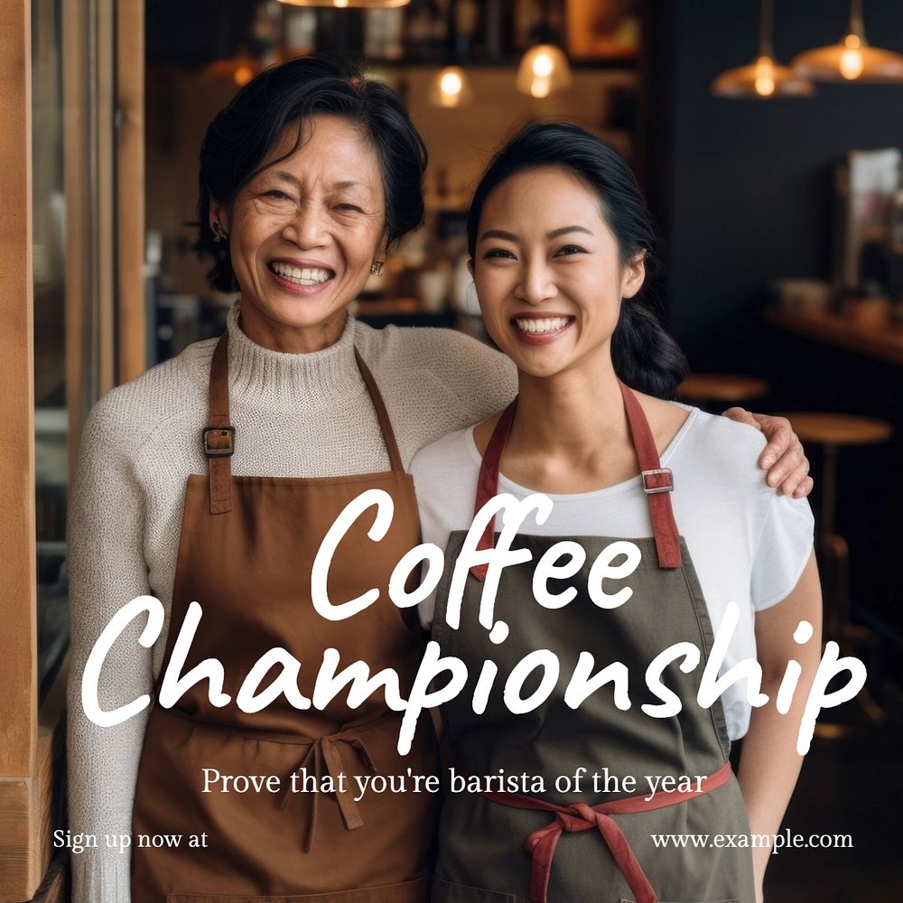 Coffee championship Instagram post template, editable text