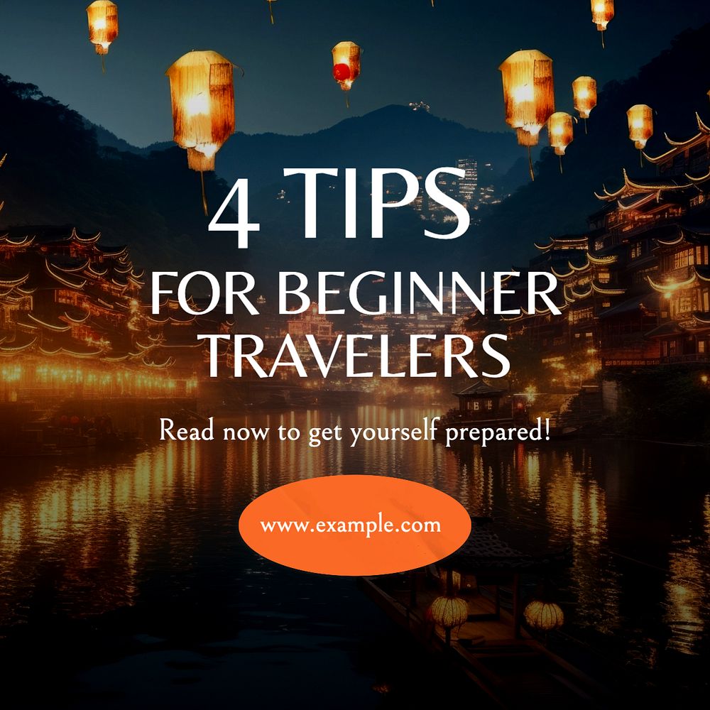 Travelers tips Instagram post template, editable text