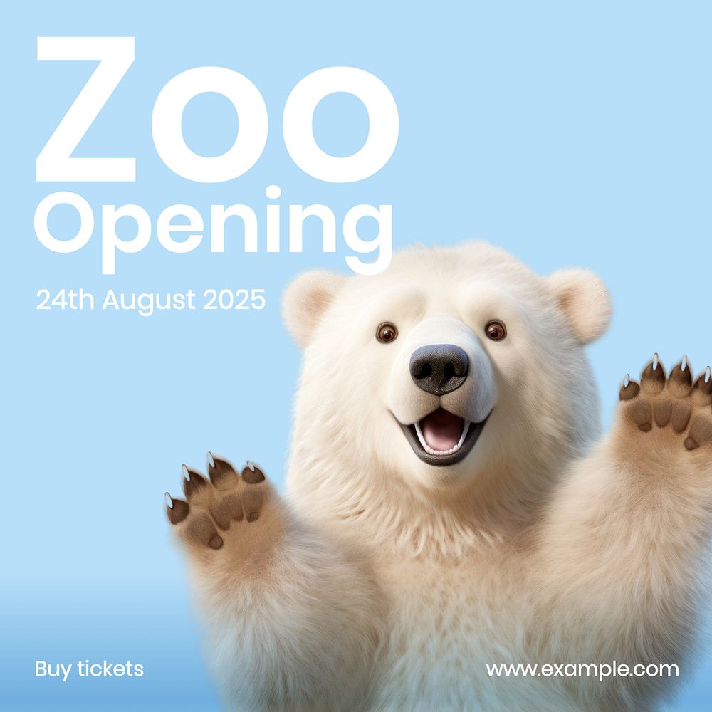 Zoo opening Instagram post template, editable text