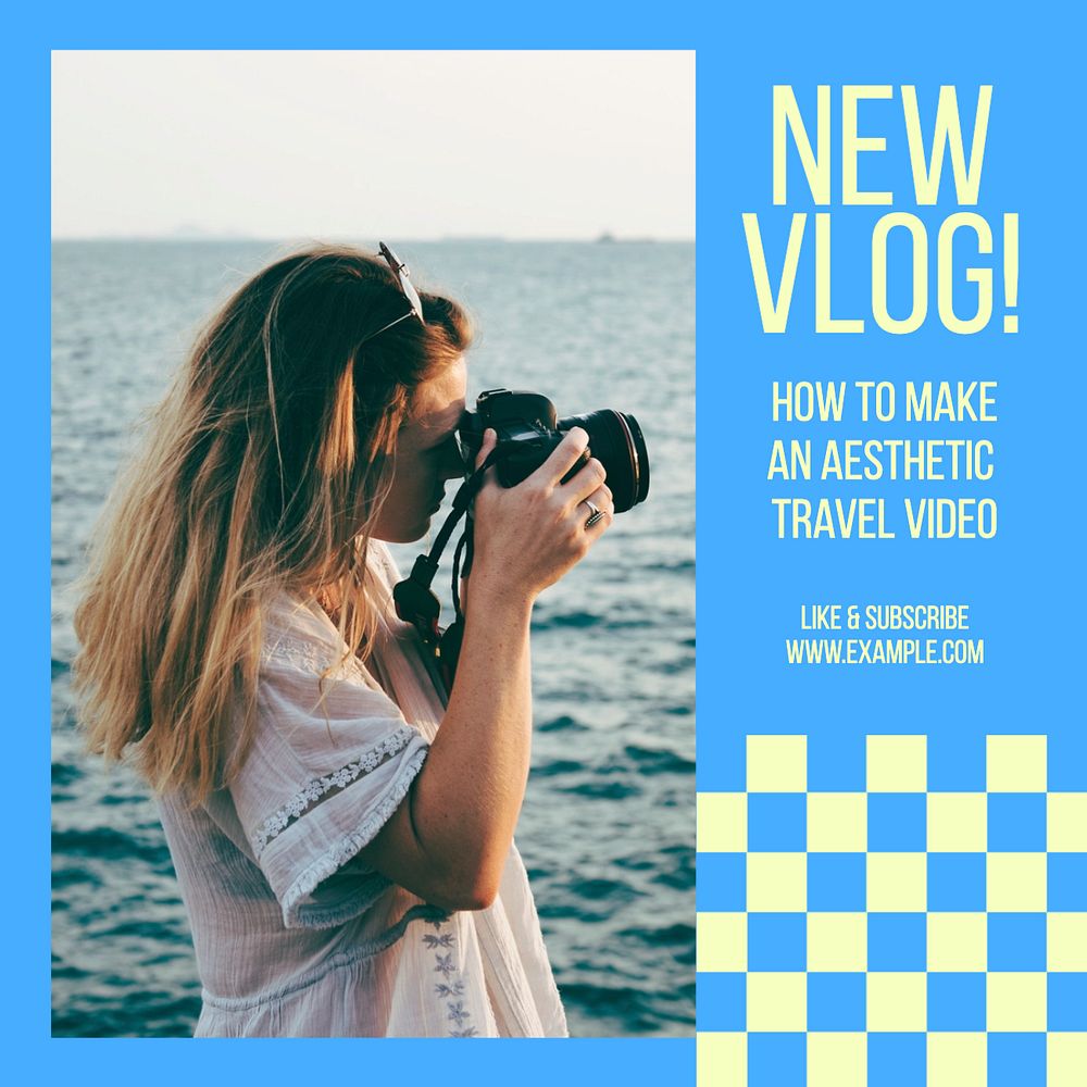 New vlog Instagram post template, editable text