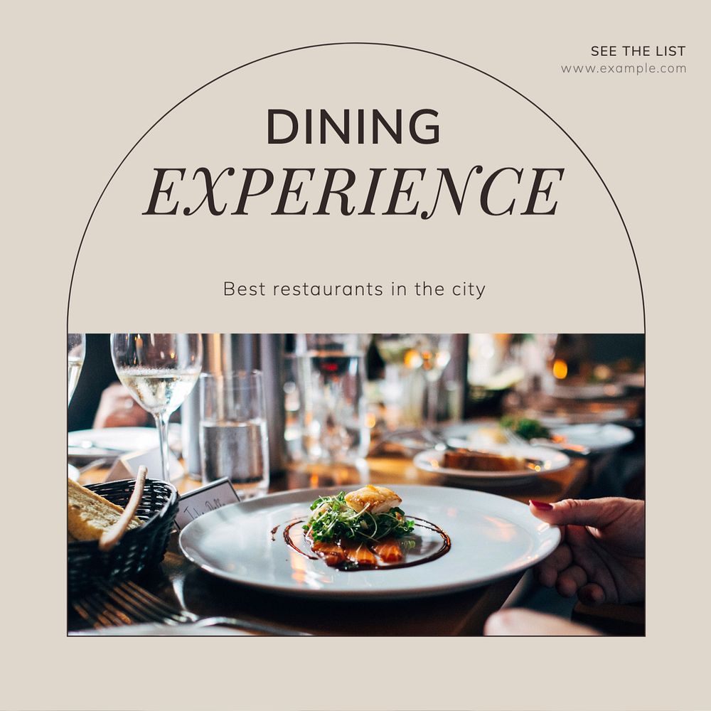 Dining experience Instagram post template, editable text