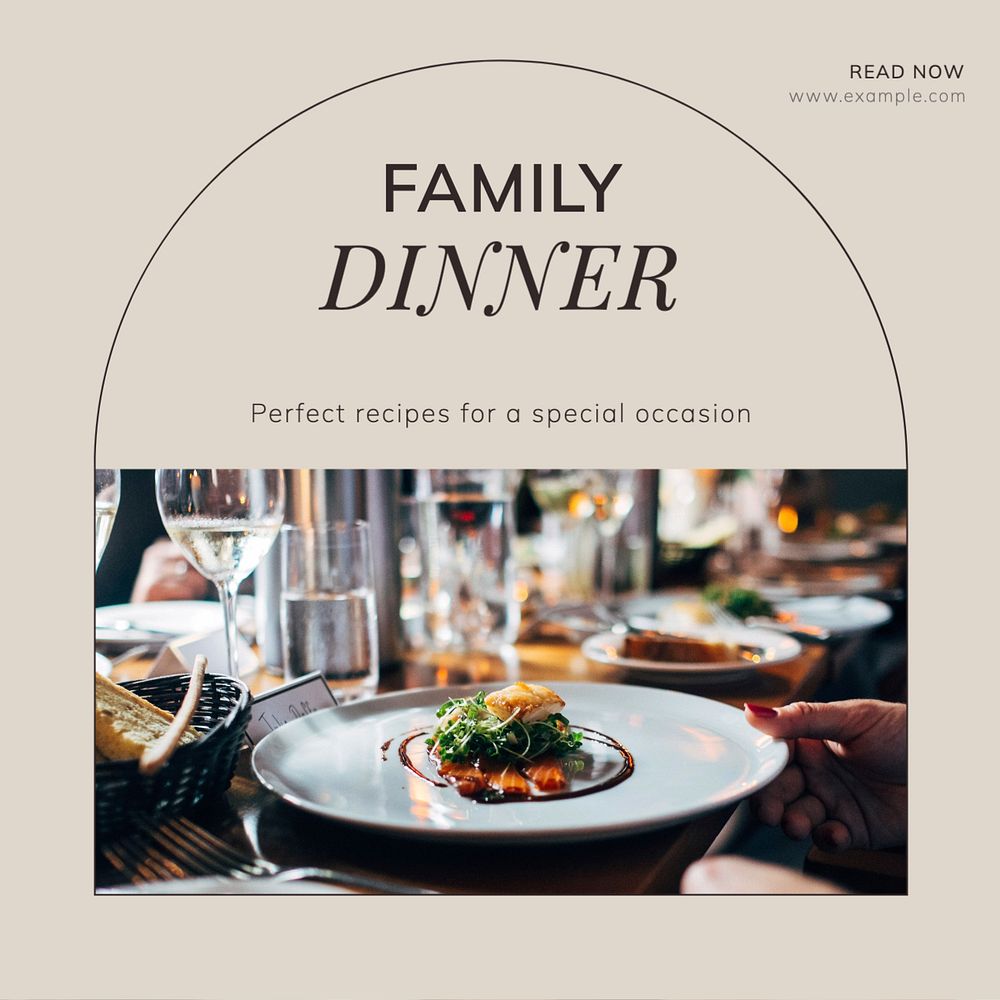 Family dinner Instagram post template, editable text