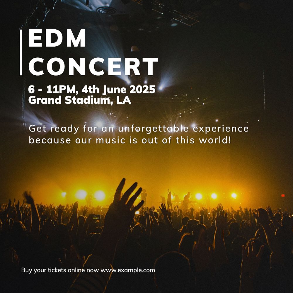 EDM concert  Instagram post template, editable text