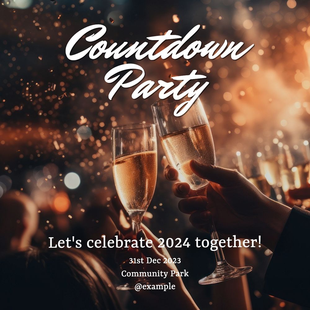 Countdown party Instagram post template, editable text