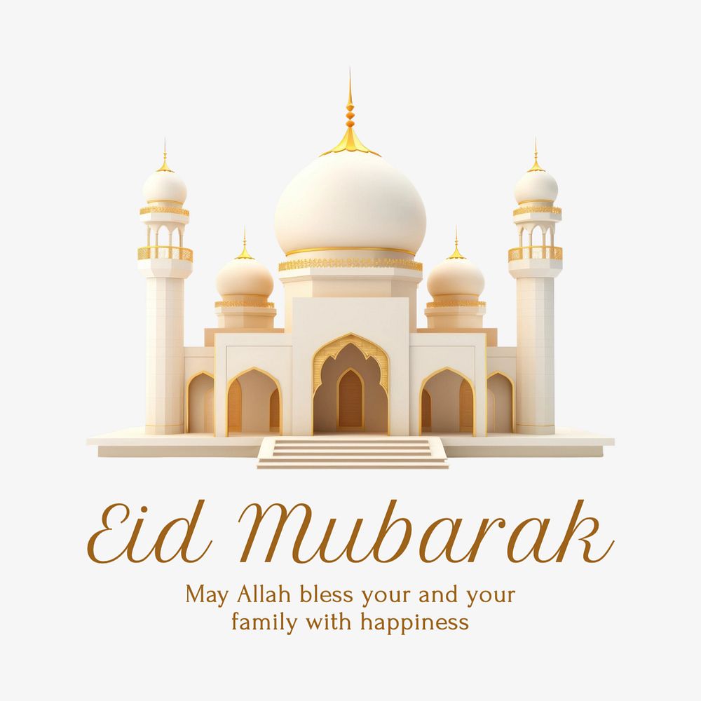 Eid Mubarak Instagram post template, editable text