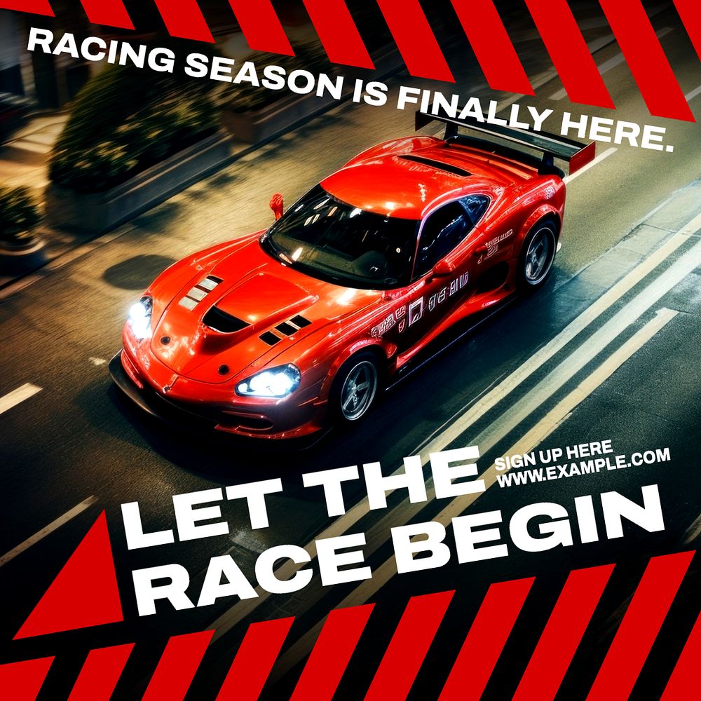 Racing Instagram post template, editable text