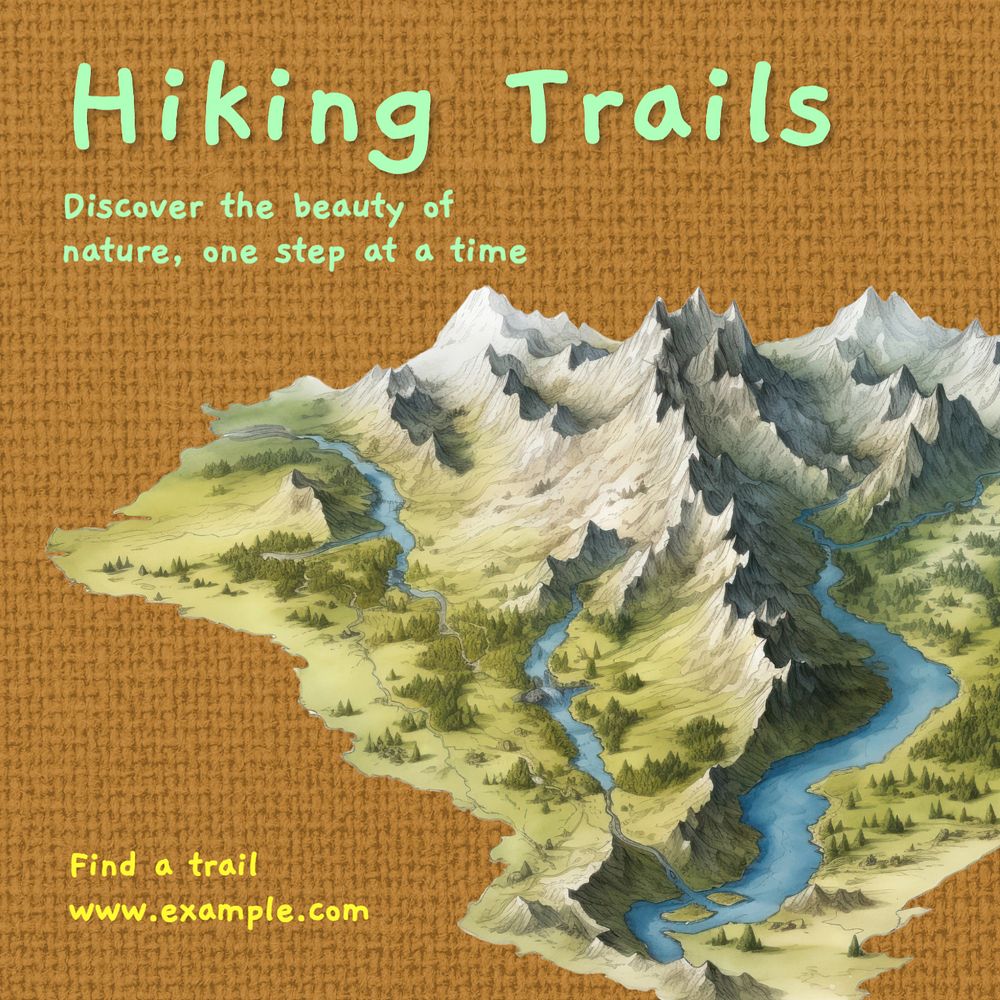 Hiking trails Instagram post template, editable text