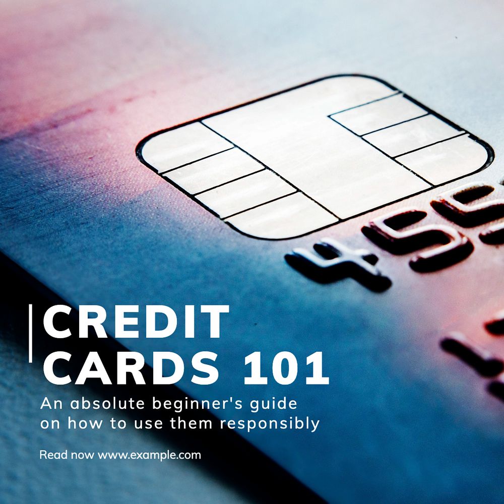 Credit card guide  Instagram post template, editable text