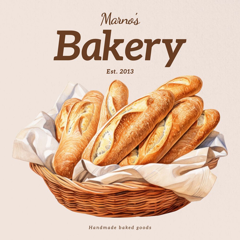 Bakery shop Instagram post template, editable text