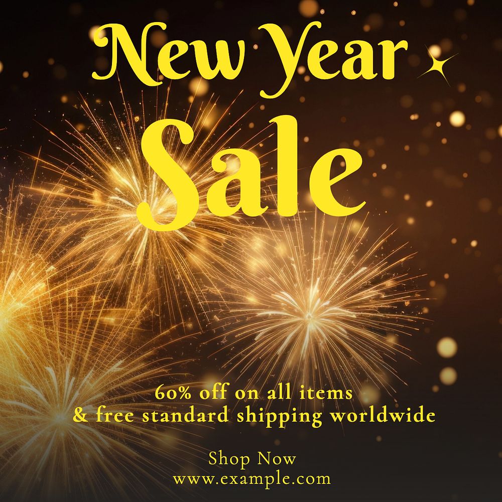 New year sale Instagram post template, editable text