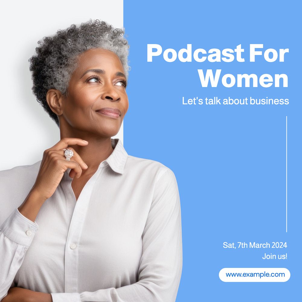 Podcast for woman Instagram post template, editable text