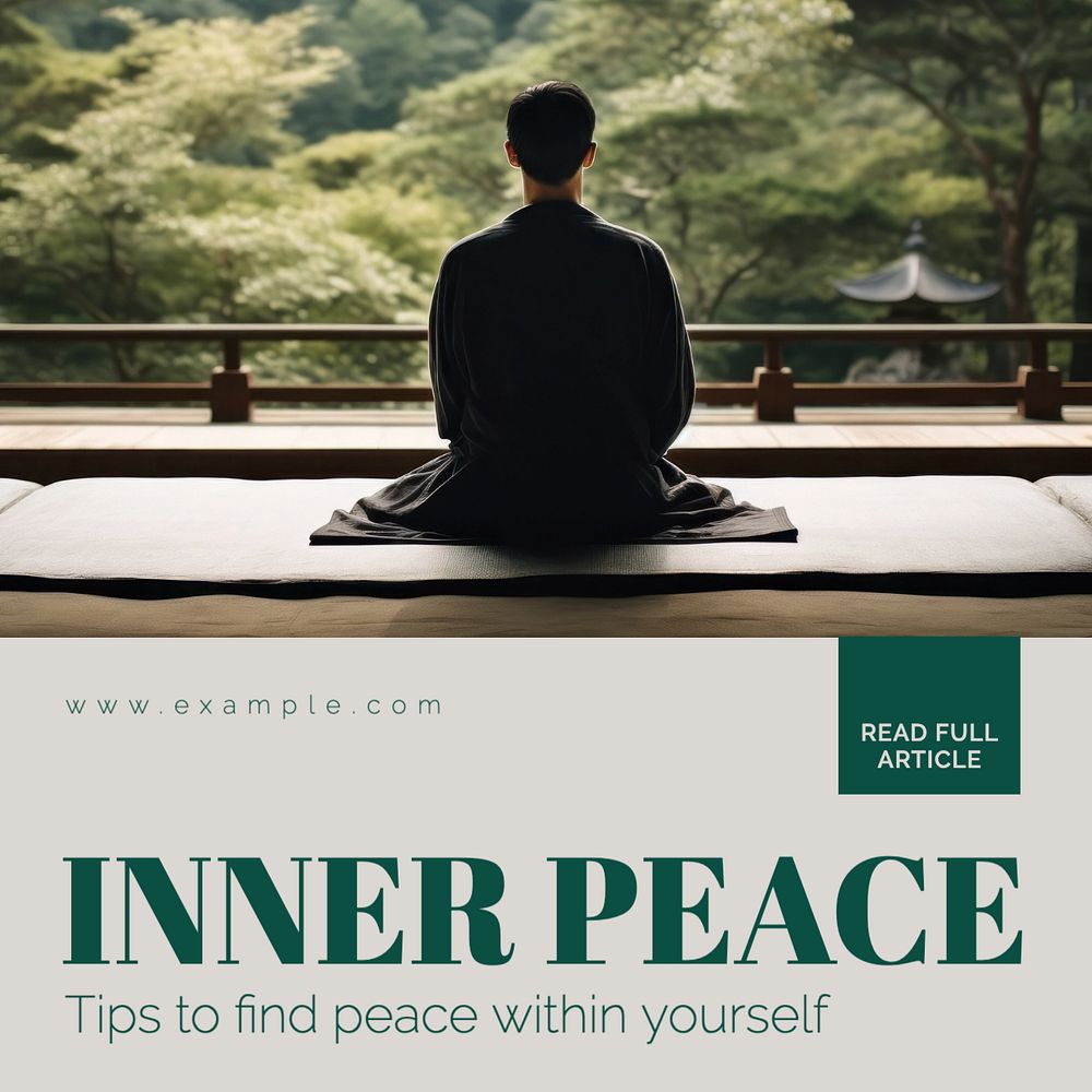 Inner peace Instagram post template, editable text