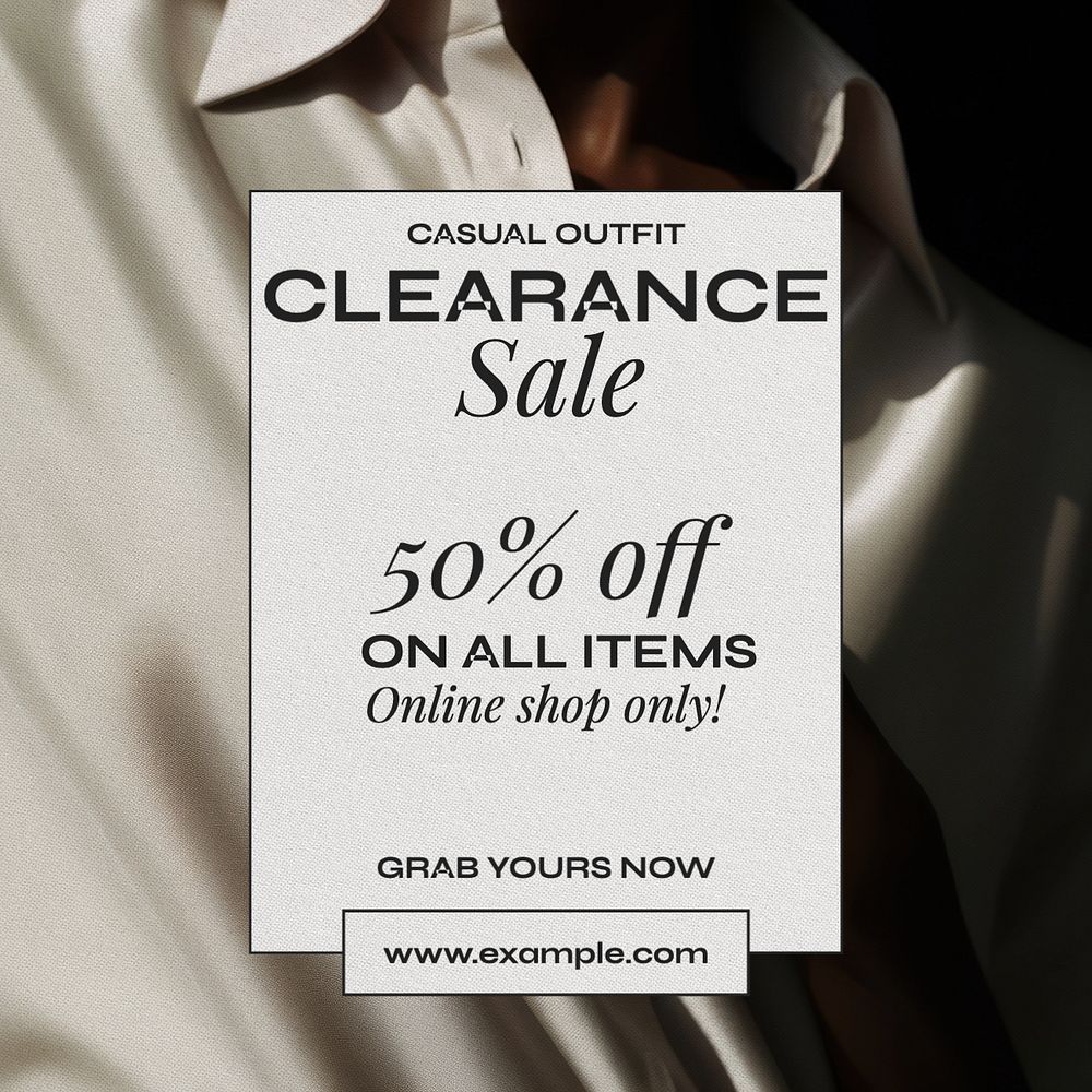 Clearance sale Instagram post template, editable text