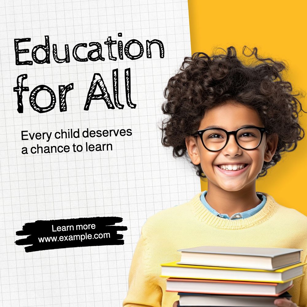 Education for all Instagram post template, editable text