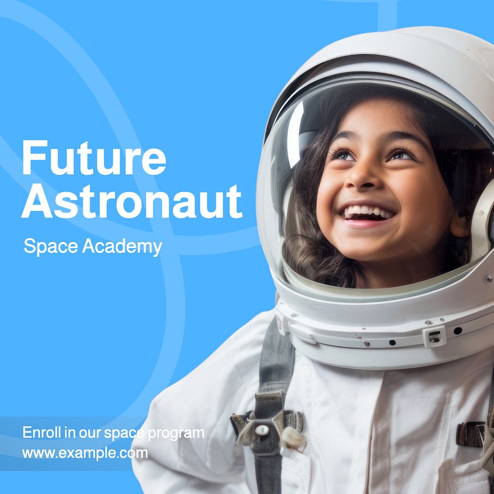 Future astronaut Instagram post template, editable text