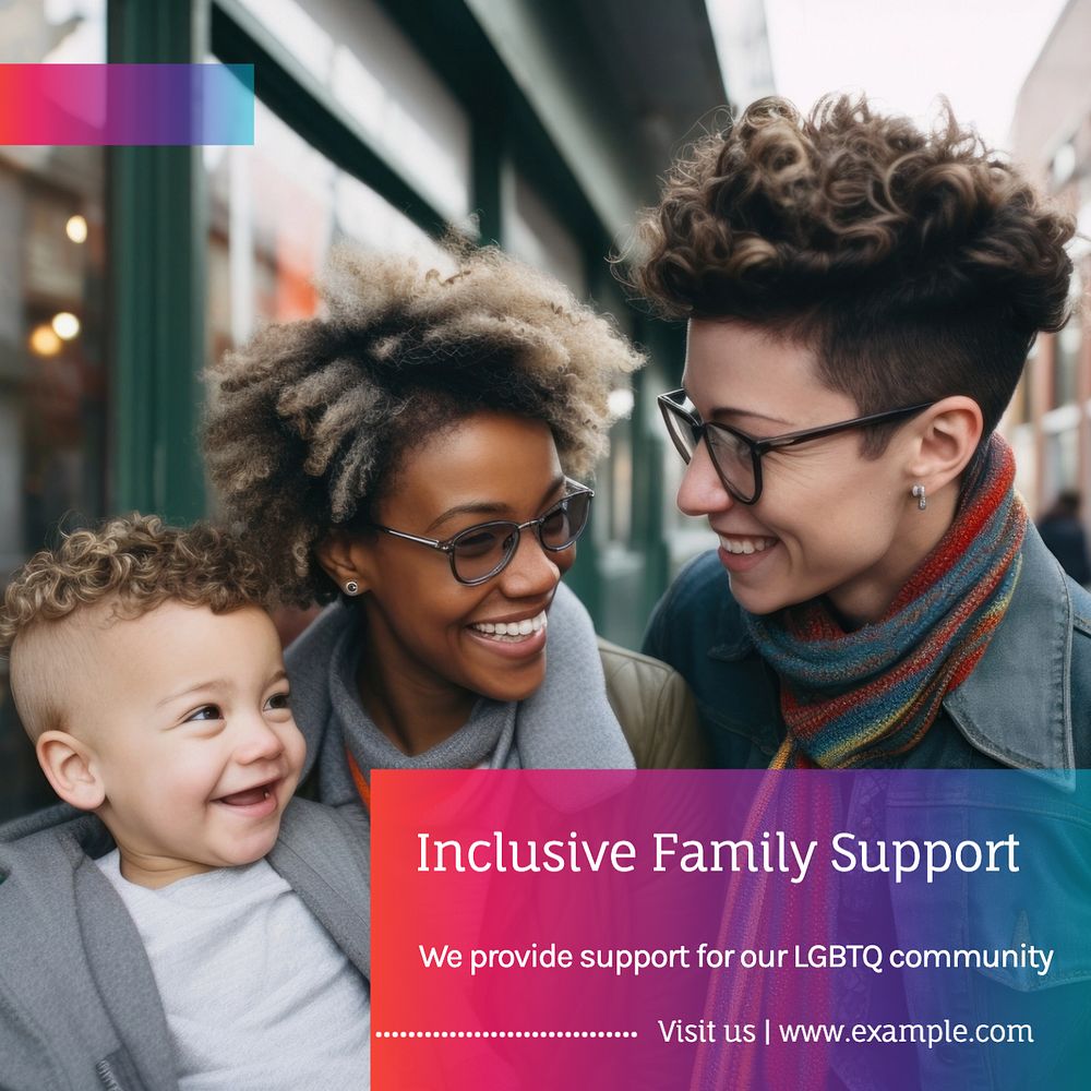 Inclusive family support  Instagram post template, editable text