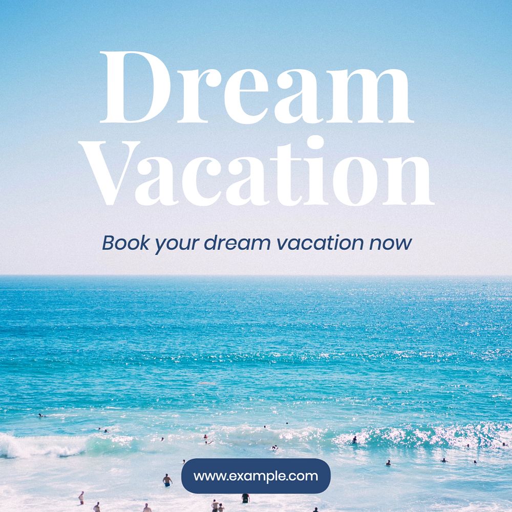 Dream vacation Instagram post template, editable text