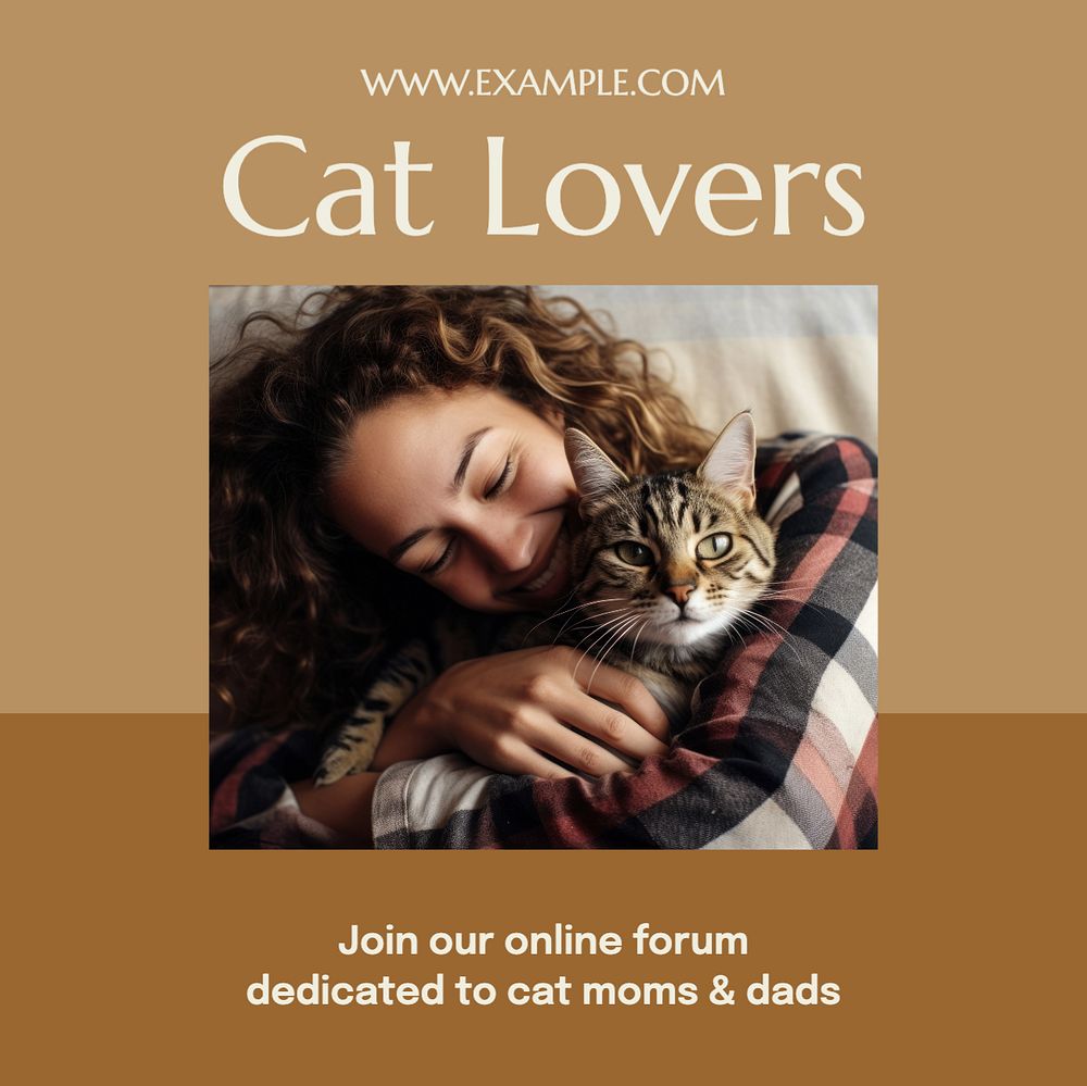 Cat lover Instagram post template, editable text