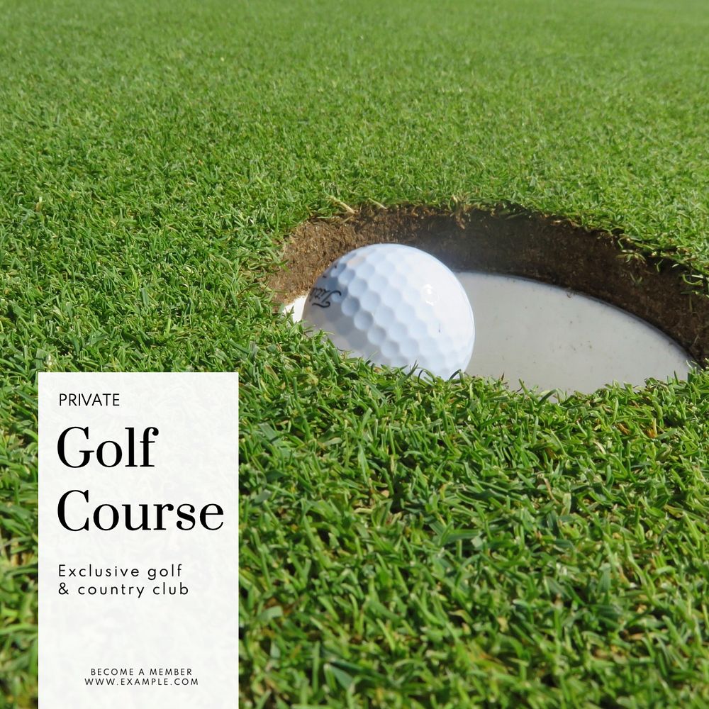 Private golf course Instagram post template, editable text