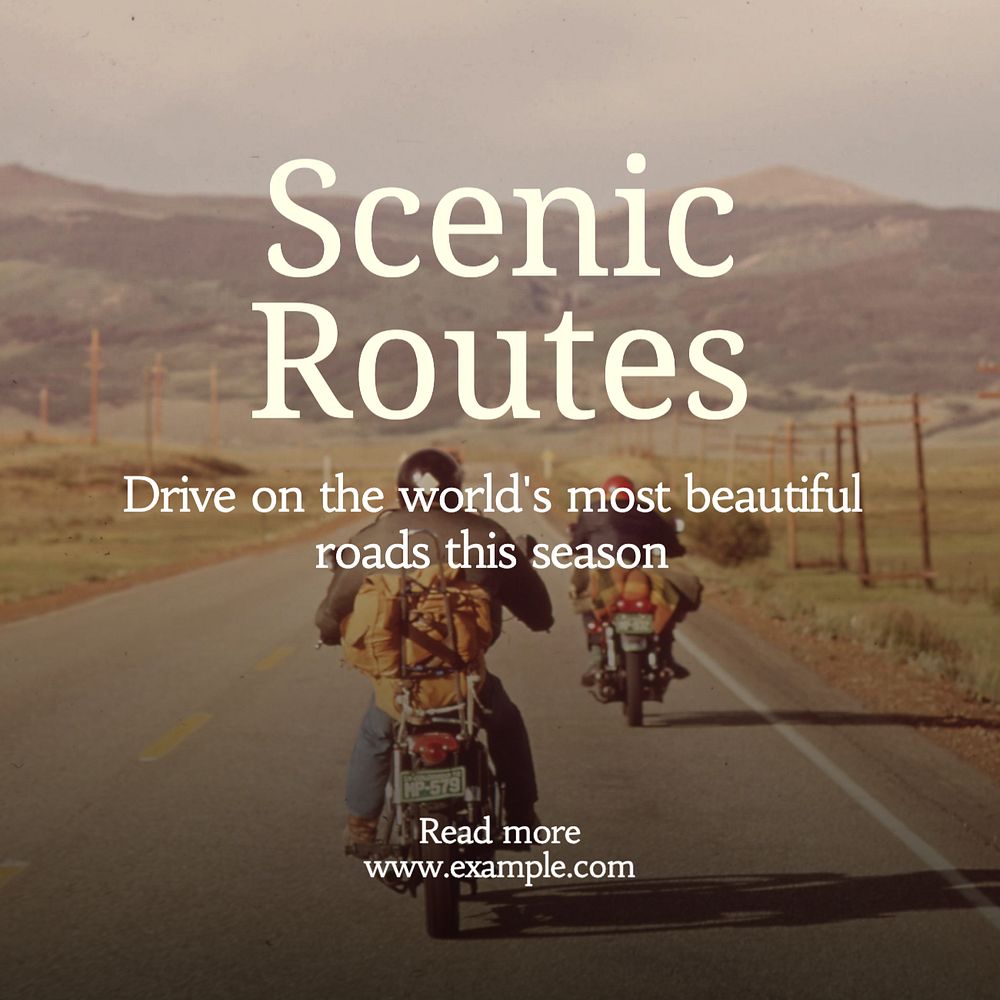 Scenic routes Instagram post template, editable text