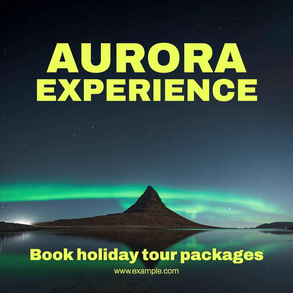 Aurora tour package Instagram post template, editable text