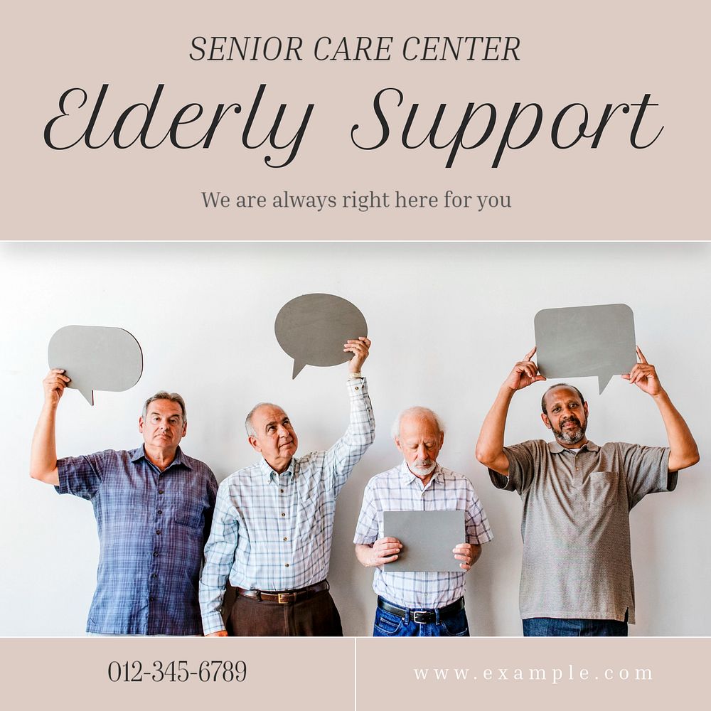 Senior support  Instagram post template, editable text