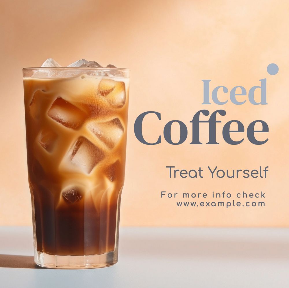 Iced coffee Instagram post template, editable text