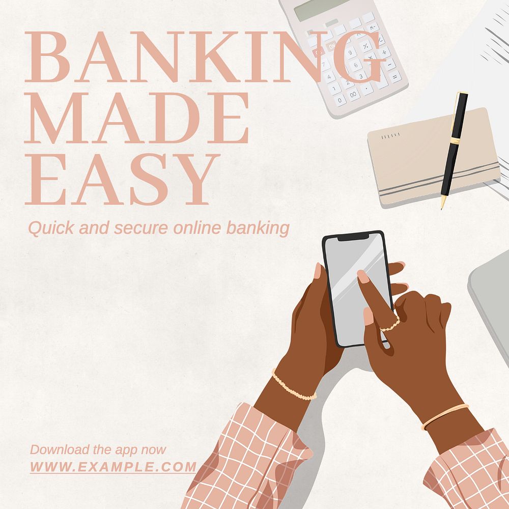 Online banking Facebook post template, editable design